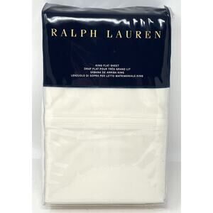 Ralph Lauren RL 464 Thread Count KING Flat Sheet Regatta Cream Cotton Percale